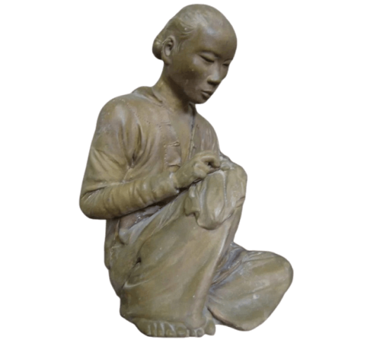 Statue of an Annamite seamstress after Félix Delteil