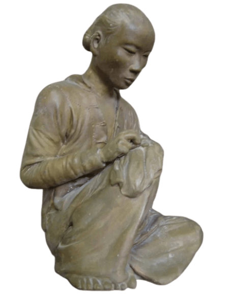 Statue of an Annamite seamstress after Félix Delteil