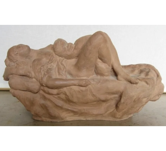 Statuette érotique la Femme au polochon d'après Jean-Jacques Pradier