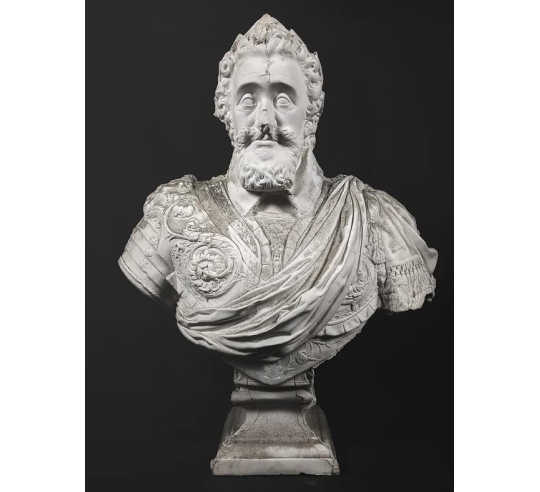 Bust of Henri IV king of France, head laureate,...