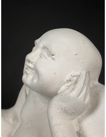 Estatuilla de Buda riendo sentado, símbolo de riqueza, Arte Chino