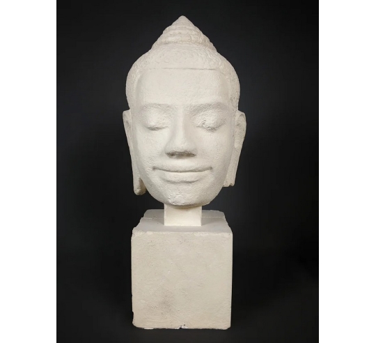 Tête de Bouddha style Bayon, Art Kmer
