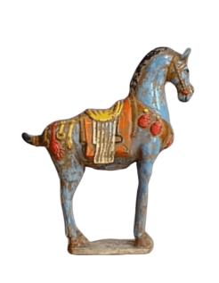 Statuette de Cheval de Guerre style Dynastie Tang, Art...