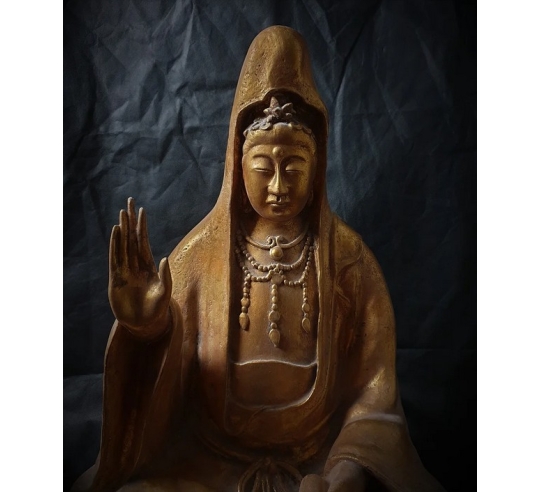 Estatua de loto kwan yin, arte chino
