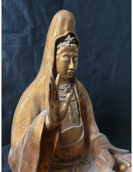 Estatua de loto kwan yin, arte chino