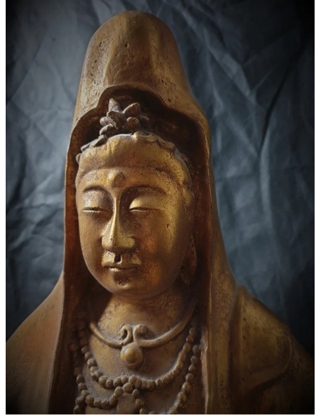 Estatua de loto kwan yin, arte chino