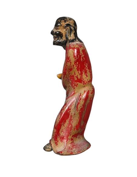 Statuette of a beggar with his begging bowl, Ming dynasty style, Chinese art.