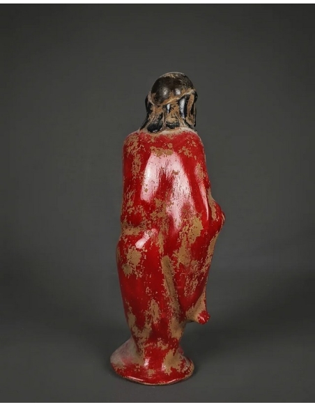 Statuette of a beggar with his begging bowl, Ming dynasty style, Chinese art.