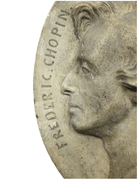 Medallón con la efigie de Frédéric Chopin según Auguste Clésinger.
