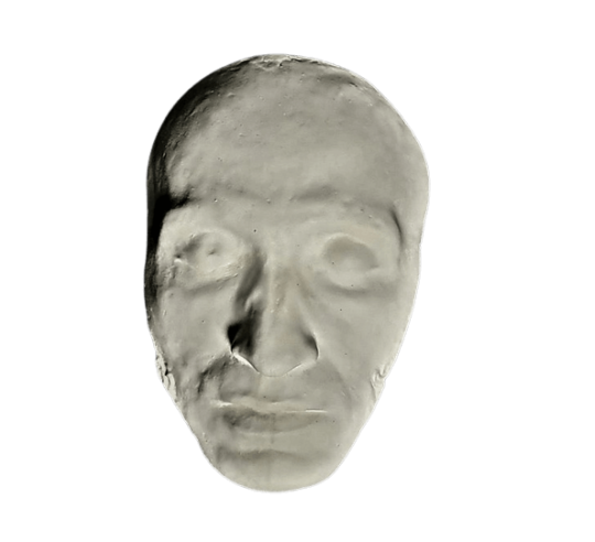 Máscara mortuoria de Alexander Pushkin en su lecho de muerte.
