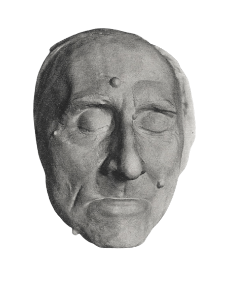 Masque mortuaire de Franz Liszt sur son lit de mort.