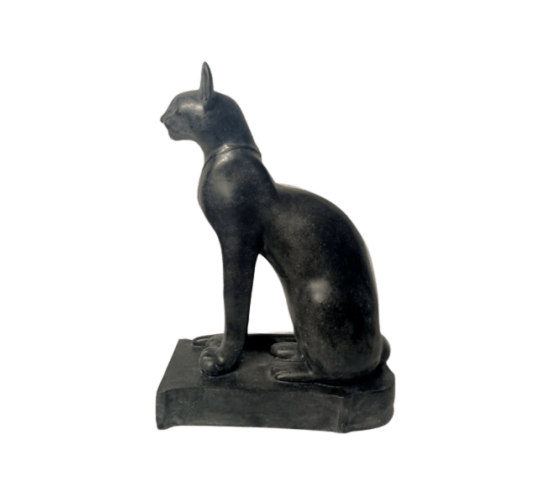 Statuette of the goddess Bastet with necklace,...