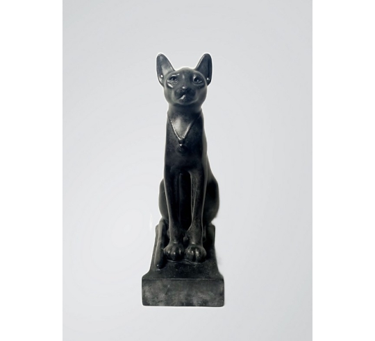 Statuette of the goddess Bastet with necklace,...