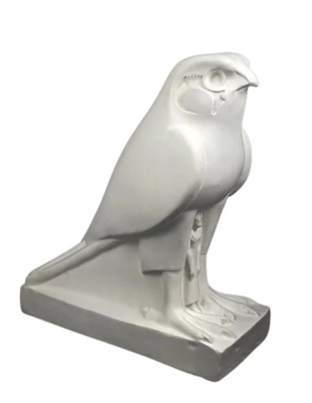 Statue of the god Horus protecting the Egyptian king Pharaoh Nectanebo II