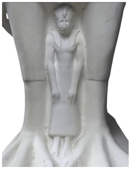 Statue of the god Horus protecting the Egyptian king Pharaoh Nectanebo II