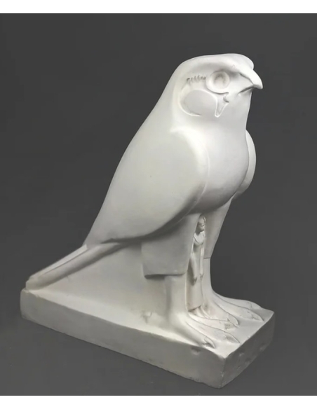 Statue of the god Horus protecting the Egyptian king Pharaoh Nectanebo II