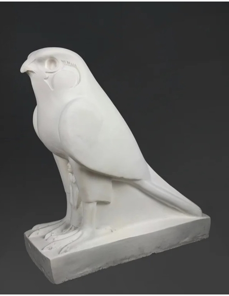 Statue of the god Horus protecting the Egyptian king Pharaoh Nectanebo II