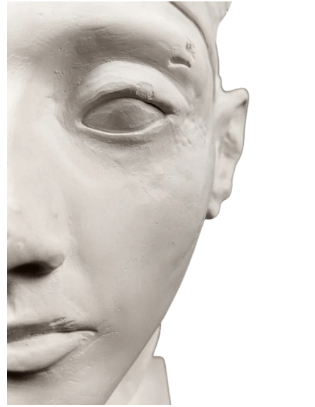 Tête du roi Pharaon d'Égypte Aménophis IV, musée de Berlin.