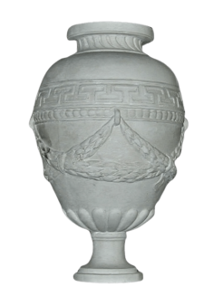 Grand vase style empire, orné de guirlandes et de frises...