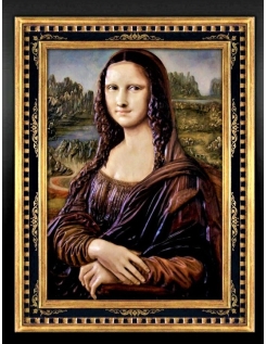 Relief painting of the Mona Lisa after Leonardo da Vinci.