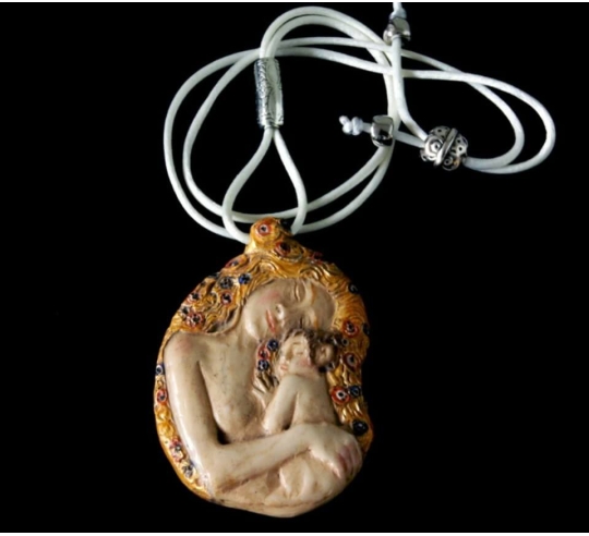 Medallion The Maternity after Gustav Klimt.