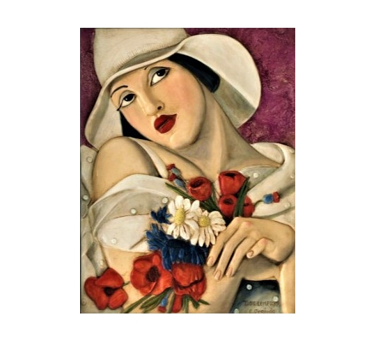 Tableau en relief Au milieu de l'été inspiré de l'oeuvre de Tamara de Lempicka.
