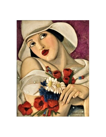 Tableau en relief Au milieu de l'été inspiré de l'oeuvre de Tamara de Lempicka.