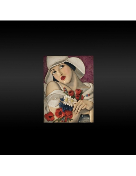 Tableau en relief Au milieu de l'été inspiré de l'oeuvre de Tamara de Lempicka.