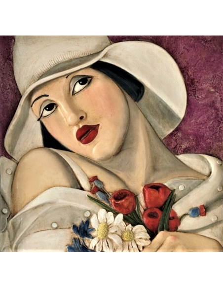 Tableau en relief Au milieu de l'été inspiré de l'oeuvre de Tamara de Lempicka.