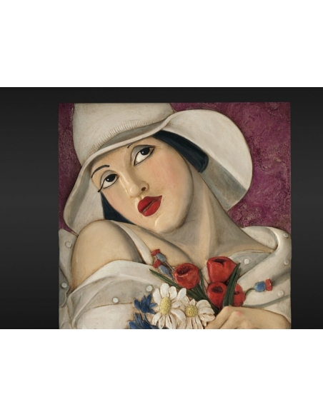 Tableau en relief Au milieu de l'été inspiré de l'oeuvre de Tamara de Lempicka.