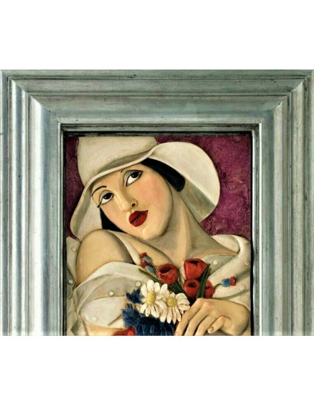Tableau en relief Au milieu de l'été inspiré de l'oeuvre de Tamara de Lempicka.