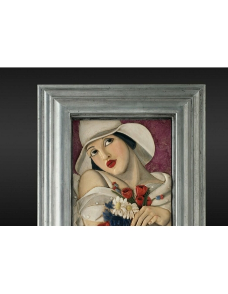 Tableau en relief Au milieu de l'été inspiré de l'oeuvre de Tamara de Lempicka.