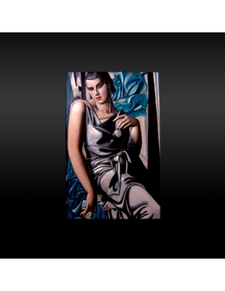 Relief painting "Portrait of Madame M" inspired by the work of Tamara de Lempicka.