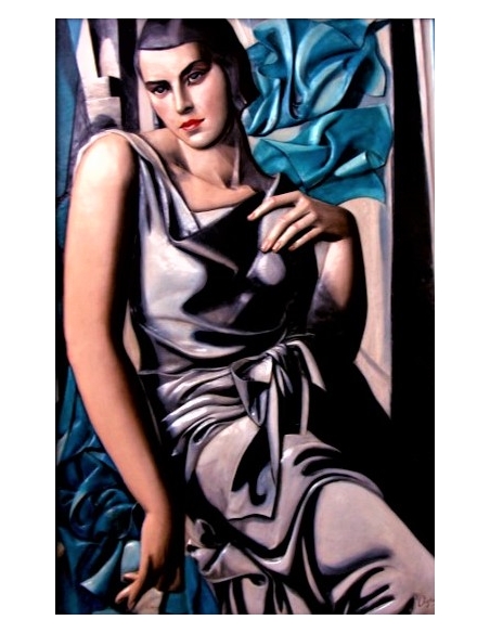 Relief painting "Portrait of Madame M" inspired by the work of Tamara de Lempicka.