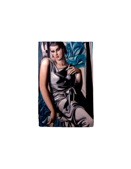Relief painting "Portrait of Madame M" inspired by the work of Tamara de Lempicka.