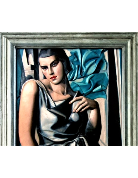 Relief painting "Portrait of Madame M" inspired by the work of Tamara de Lempicka.