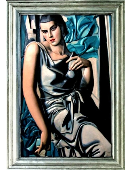 Relief painting "Portrait of Madame M" inspired by the work of Tamara de Lempicka.
