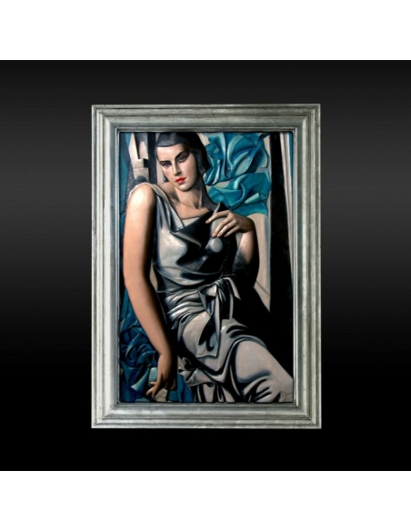 Relief painting "Portrait of Madame M" inspired by the work of Tamara de Lempicka.
