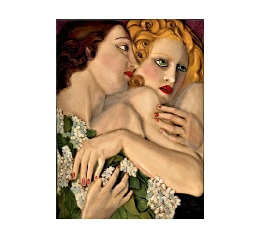 Relief painting Spring inspired by the work of Tamara de Lempicka.