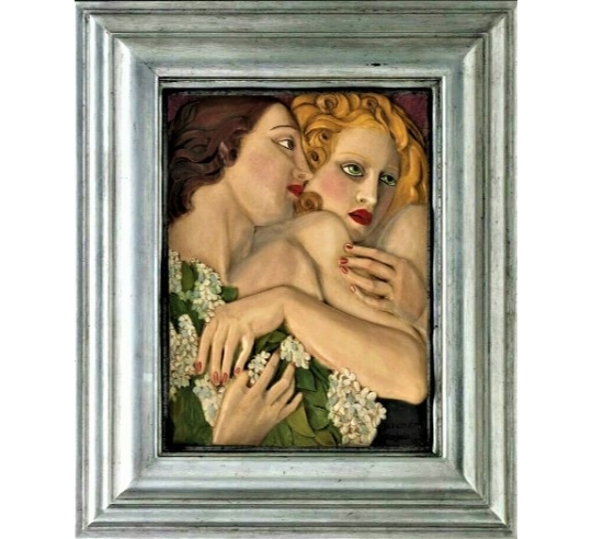 Relief painting Spring inspired by the work of Tamara de Lempicka.