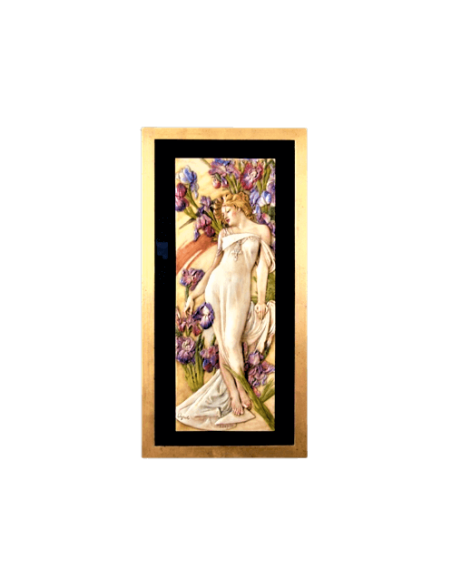 Tableau en relief les Fleurs, l'Iris d'après Alphons Mucha.