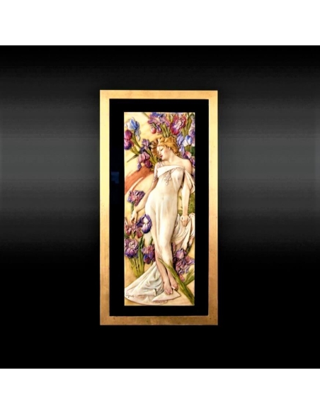 Tableau en relief les Fleurs, l'Iris d'après Alphons Mucha.