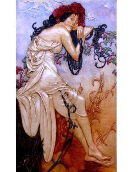 Tableau en relief Les Quatre Saisons, Été d'après l'oeuvre d'Alphons Mucha.