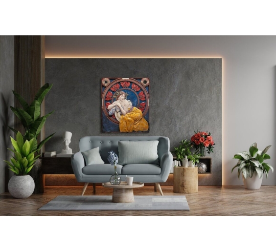 Tableau en relief la Femme avec des coquelicots...