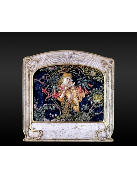 Tableau en relief la Femme avec des marguerites d'après Alphons Mucha.