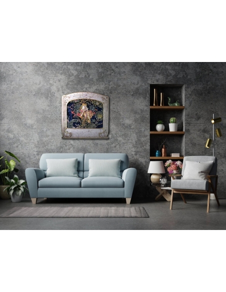 Tableau en relief la Femme avec des marguerites d'après Alphons Mucha.