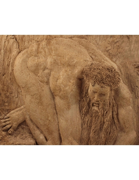 Low relief Anteus depositing Dante in the Cocyte "The Divine Comedy".