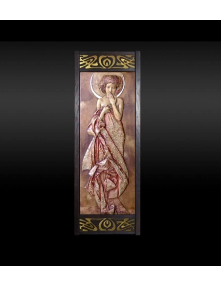 Tableau en relief les Étoiles,  Clair de lune d'après Alphons Mucha.
