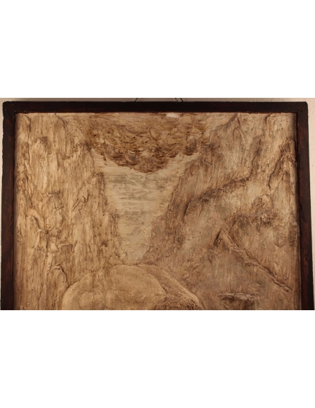 Low relief Anteus depositing Dante in the Cocyte "The Divine Comedy".