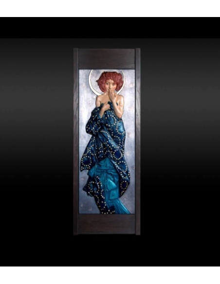 Tableau en relief les Étoiles,  Clair de lune d'après Alphons Mucha.
